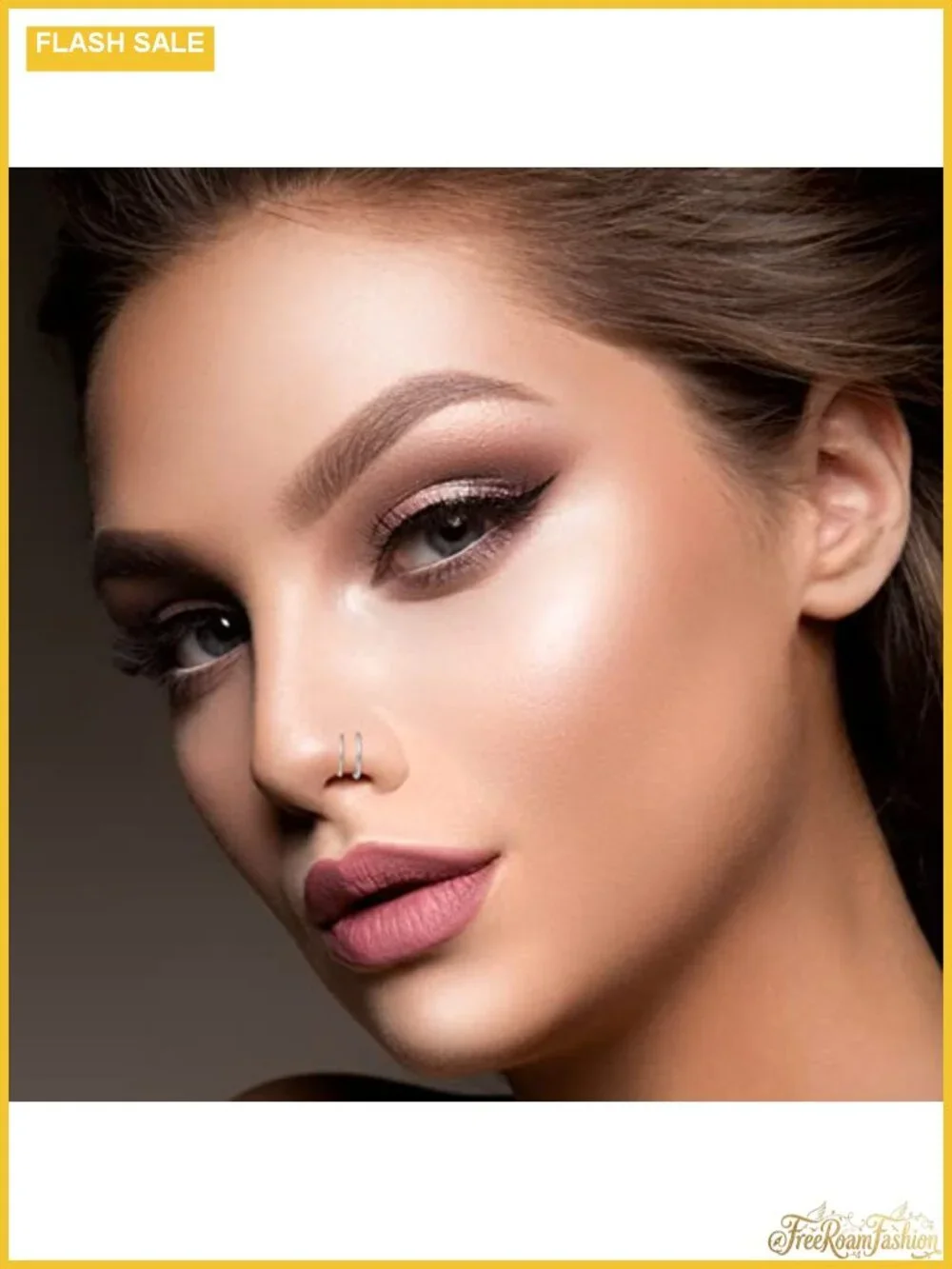 20G Double Nose Ring Hoop for Single Piercing - 2 Pack Body Jewelry